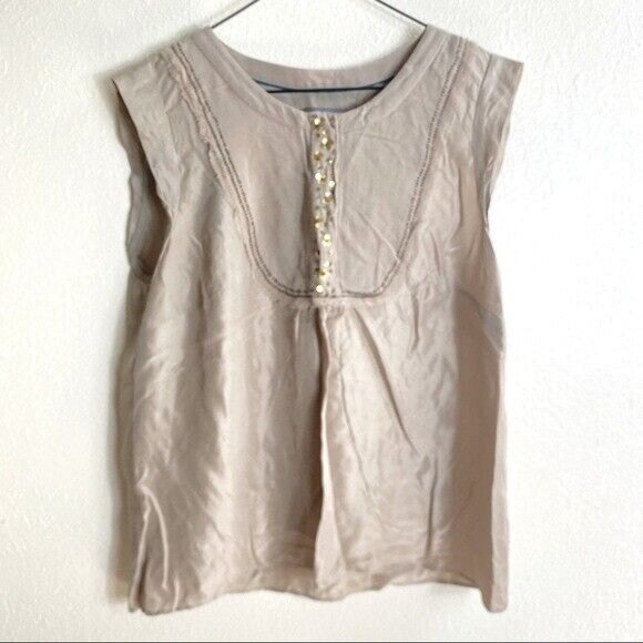 Boden Tops - Boden limited edition silk sequin sleeveless top nude size 12